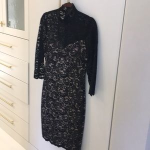 Black lace cocktail dress.